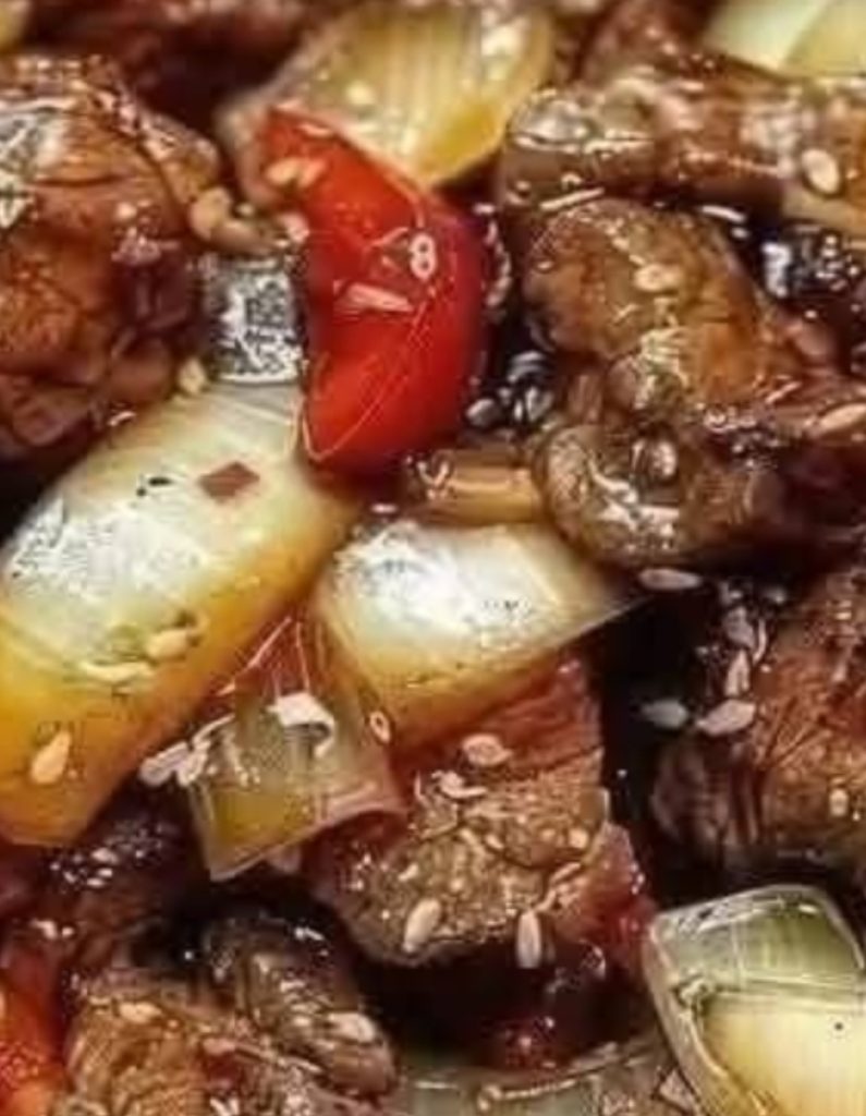 Sizzling kínai borsos steak hagymával